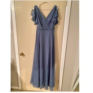 Flutter Sleeve Full Skirt Bridesmaid Dress #F20065